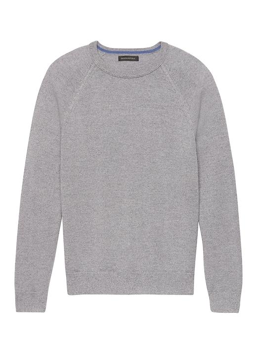 Banana Republic Mens Italian Merino Crew Sweater-neck Raglan Sweater Chrome Gray Size L