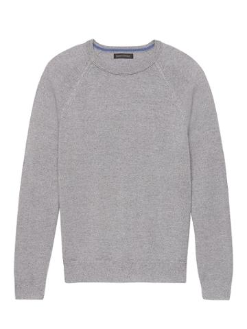 Banana Republic Mens Italian Merino Crew Sweater-neck Raglan Sweater Chrome Gray Size L