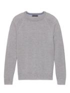 Banana Republic Mens Italian Merino Crew Sweater-neck Raglan Sweater Chrome Gray Size L
