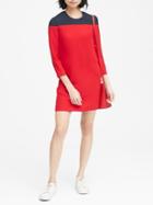 Banana Republic Womens Color-blocked Shift Dress Navy Blue & Red Size 2