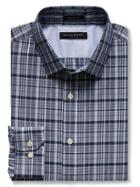 Banana Republic Mens Grant Fit Plaid Non Iron Shirt Size L Tall - Navy Star