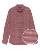 Banana Republic Mens Grant Slim-fit Luxe Flannel Grid Shirt Burgundy Red Size S