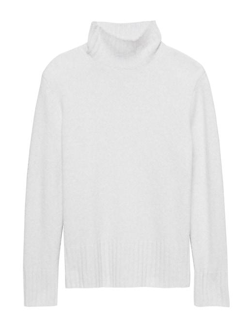 Banana Republic Womens Stretch Cashmere Blend Turtleneck Sweater Light Gray Size L