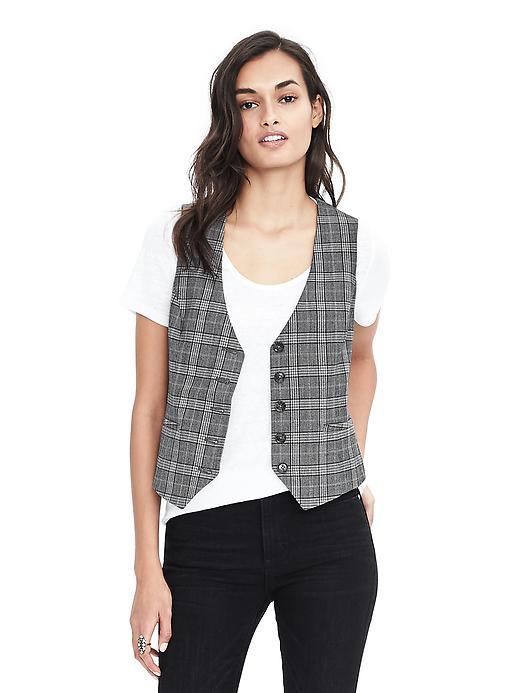 Banana Republic Womens Grey Plaid Vest - Plaid