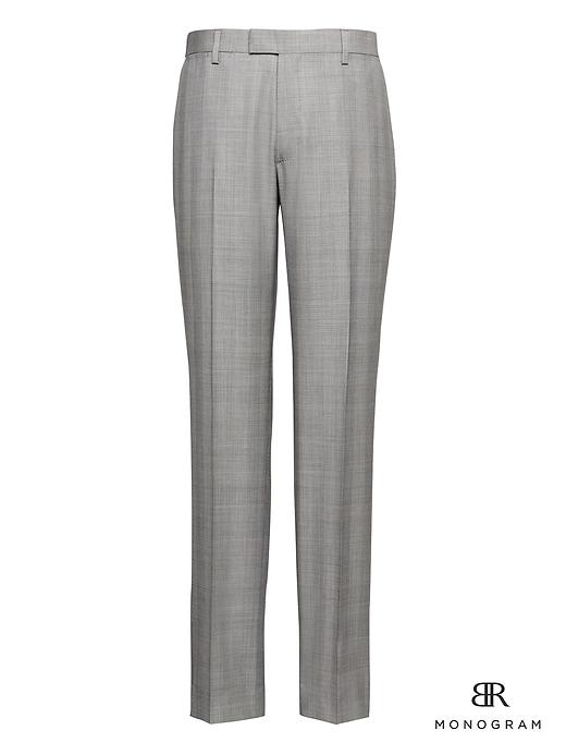 Banana Republic Mens Monogram Slim Gray Plaid Wool Suit Pant Light Gray Size 35w