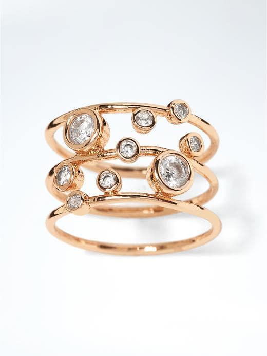 Banana Republic Delicate Bare Stone Stack Ring - Rose Gold