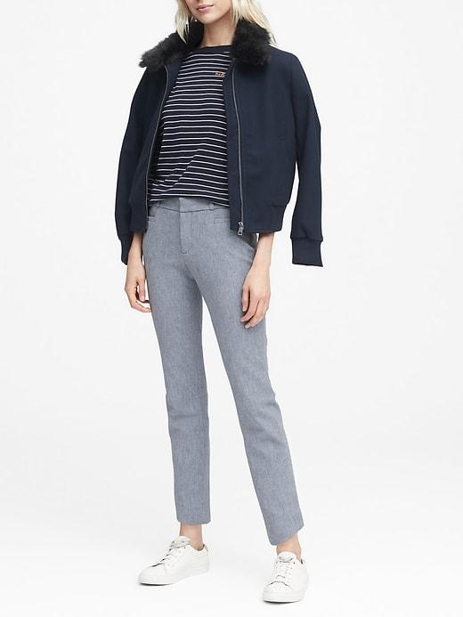 Banana Republic Womens Sloan Skinny-fit Texture Ankle Pant Blue Size 0