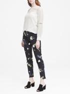 Banana Republic Womens Petite Sloan Skinny-fit Petra Floral Ankle Pant Black Floral Size 0