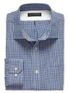 Banana Republic Tailored Slim Fit Non Iron Blue Micro Gingham Shirt - Aerospace Blue