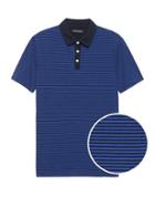 Banana Republic Mens Luxury-touch Performance Contrast-collar Polo Shirt Navy Blue Size M