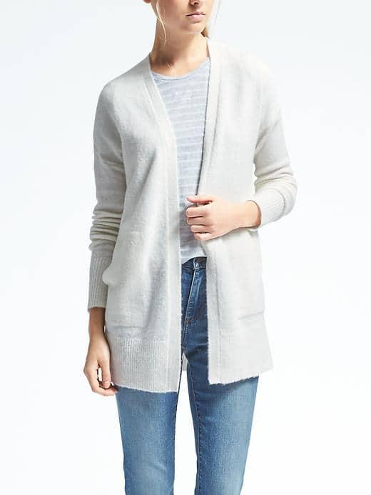 Banana Republic Womens Relaxed Patch Pocket Cardigan - Soft White