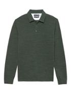 Banana Republic Mens Don';t-sweat-it Long-sleeve Polo Shirt Heather Forest Size Xxl