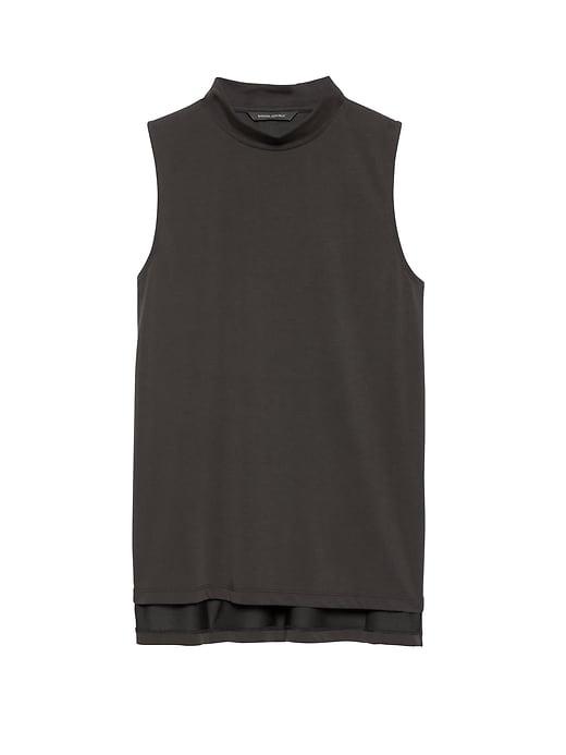 Banana Republic Womens Sandwashed Modal Blend Mock-neck Top Black Size L