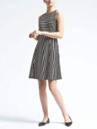 Banana Republic Womens Stripe Fit And Flare Dress - Black/white