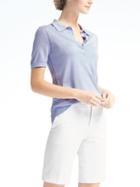 Banana Republic Womens Silk Cotton Pointelle Polo - Light Blue