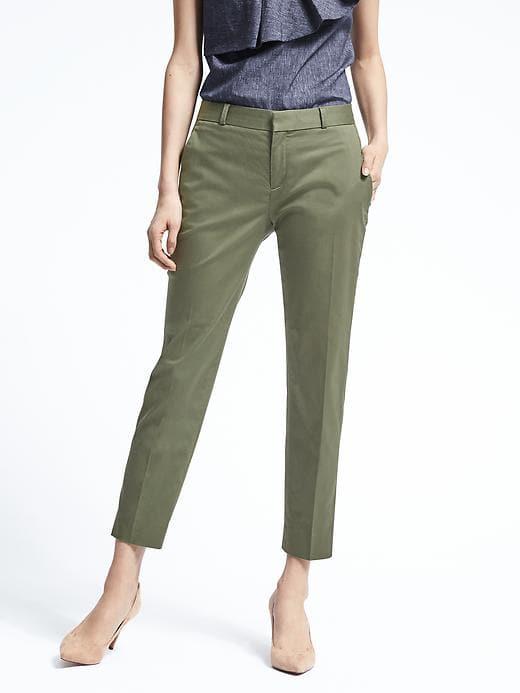 Banana Republic Womens Petite Avery Straight-fit Sateen Ankle Pant Flight Jacket Size 0