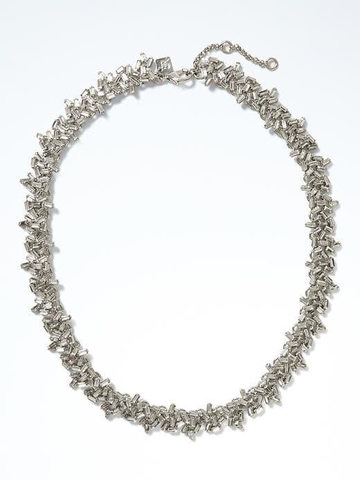 Banana Republic Crystal Cut Necklace - Silver