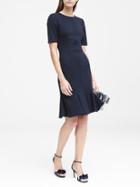 Banana Republic Womens Petite Button-back Trumpet Dress Navy Size 12