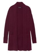 Banana Republic Womens Aire Ribbed Open Long Cardigan Sweater Burgundy Red Size M