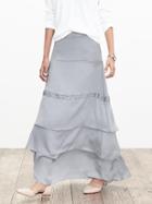 Banana Republic Womens Asymmetrical Ruffle Maxi Skirt Size 0 Petite - Sidewalk Gray
