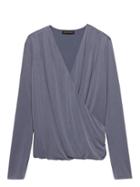 Banana Republic Womens Sandwashed Modal Blend Wrap-effect Top Blue Gray Size M