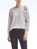 Banana Republic Womens Washable Merino Bow Shoulder Pullover - Heather Gray