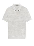 Banana Republic Mens Cotton-linen Two-tone Sweater Polo Shirt Heather Light Gray Size Xl