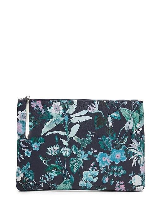 Banana Republic Womens Botanical Print Large Pouch Pacific Navy Size One Size