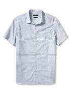 Banana Republic Mens Custom Wash Short Sleeve Stripe Shirt Size L Tall - White