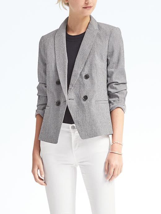 Banana Republic Seersucker Blazer - Navy Combo