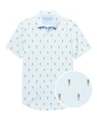 Banana Republic Mens Grant Slim-fit Luxe Poplin Print Shirt Light Blue Size L