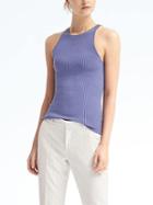 Banana Republic Womens Heritage Silk Ribbed Tank - Blue Tropic