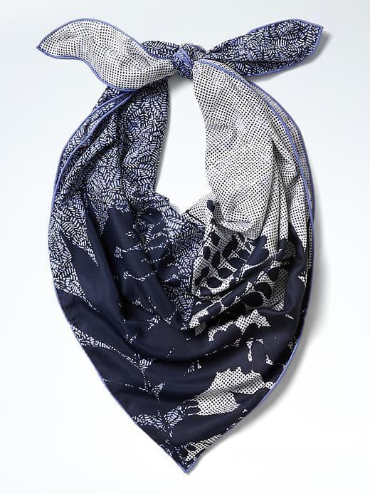 Banana Republic Womens Geo Palm Large Square Scarf - Patchwork Blue