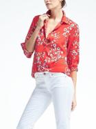 Banana Republic Womens Easy Care Dillon Fit Floral Shirt - Red