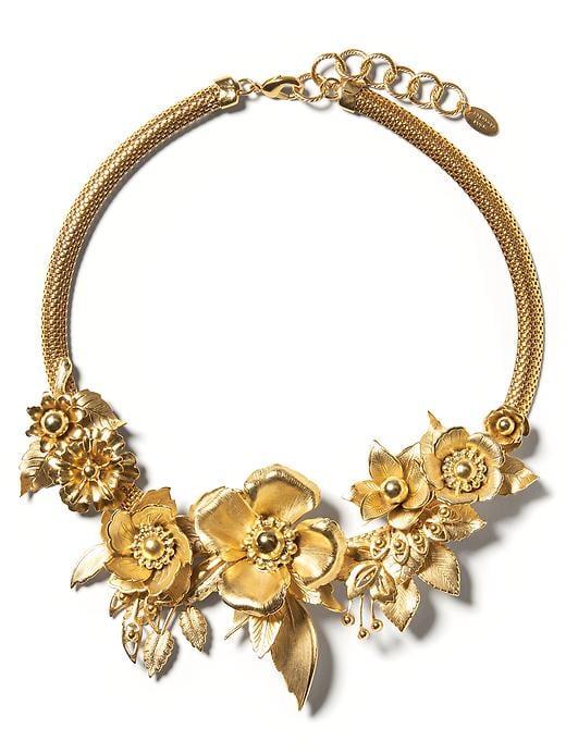 Banana Republic Womens Elizabeth Cole   Golden Glow Floral Necklace Gold Size One Size