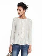 Banana Republic Womens Pleated Ruffle Top Size L - Cocoon