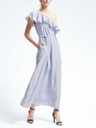 Banana Republic Womens Stripe One Shoulder Maxi Dress - White/blue