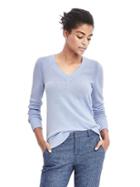 Banana Republic Button Back Vee Pullover Sweater - Periwinkle