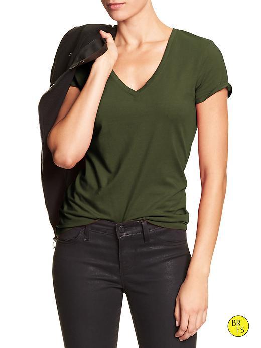 Banana Republic Womens Factory Short Sleeve Vee Size L - New Moss