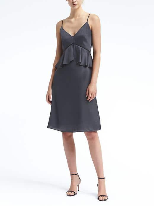 Banana Republic Womens Strappy Peplum Waist Midi Dress - Pacific Navy