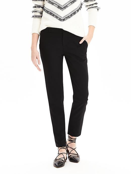 Banana Republic Womens Petite Avery Straight-fit Lightweight Wool Pant Black Size 6