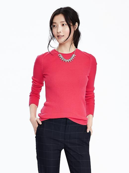 Banana Republic Extra Fine Merino Wool Crew Pullover Size M - Neon Coral