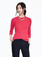 Banana Republic Extra Fine Merino Wool Crew Pullover Size M - Neon Coral