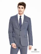 Banana Republic Mens Monogram Micro Print Suit Jacket Size 36 Regular - New Blue Print