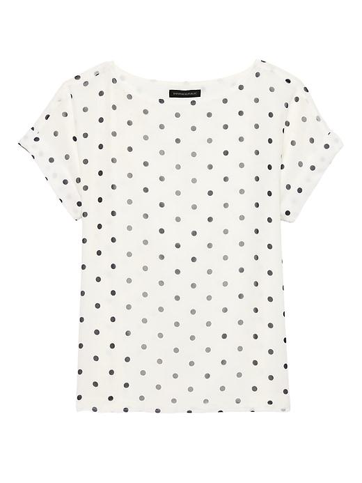 Banana Republic Womens Polka Dot Polished Tee White Size Xxs