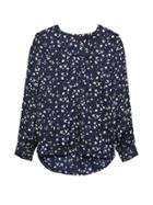Banana Republic Womens Petite Ditsy Floral High-low Top Navy Blue Size Xs