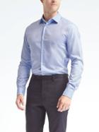Banana Republic Mens Grant Fit Supima Cotton Textured Solid Shirt - Cerulean Blue