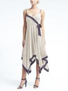 Banana Republic Womens Print Strappy Handkerchief Hem Dress - Green