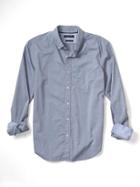 Banana Republic Mens Camden Fit Custom Wash Texture Dobby Solid Shirt Size L Tall - Blue Willow
