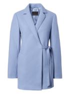 Banana Republic Womens Italian Wool Blend Melton Wrap Coat Sky Blue Size Xl